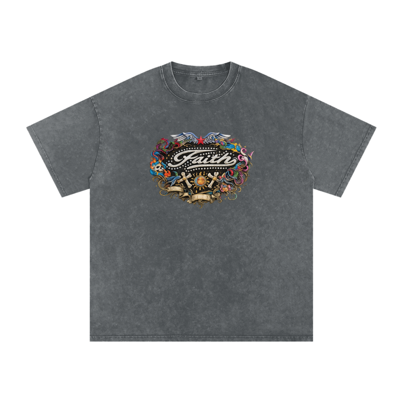 Snow Washed Oversized Cotton T-Shirt