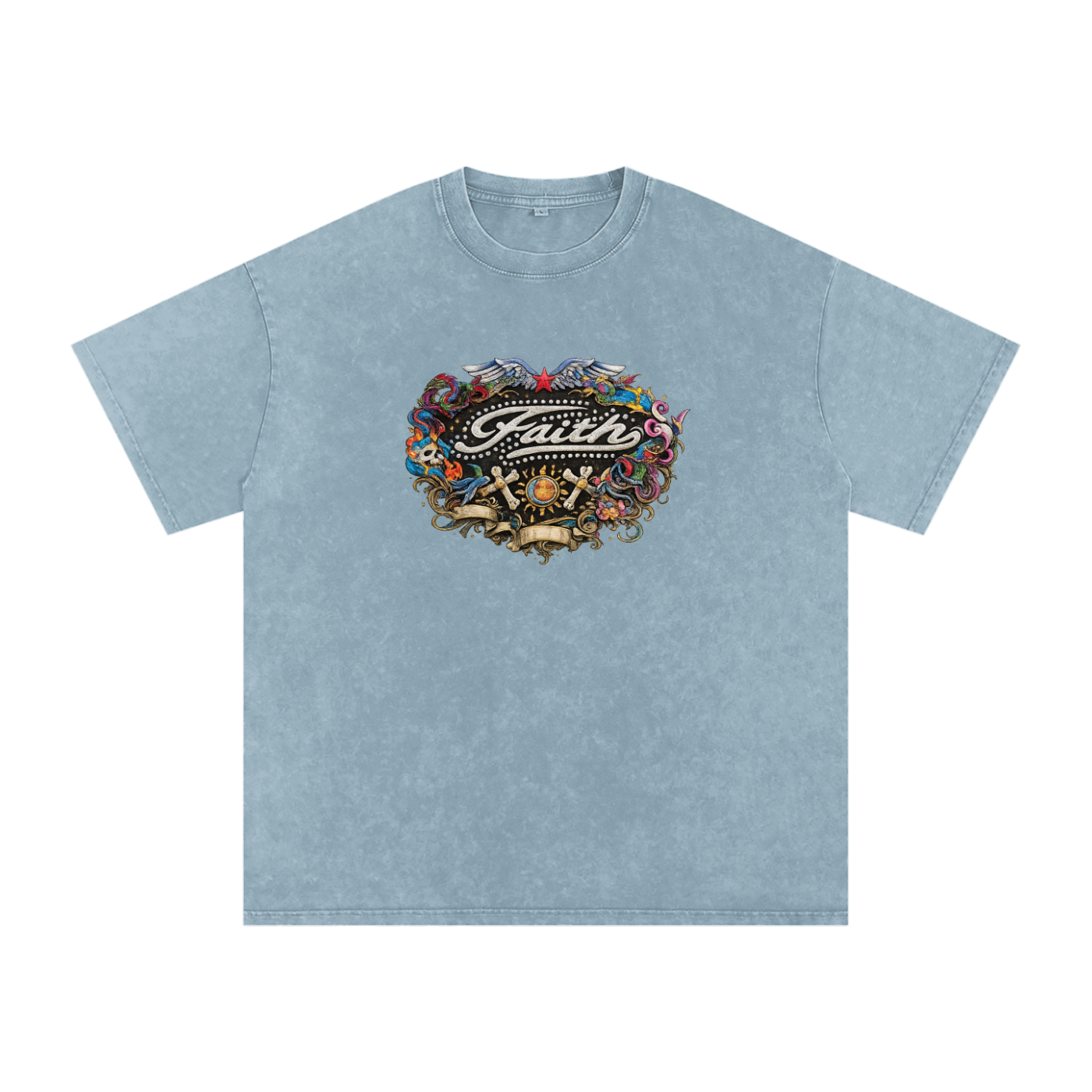 Snow Washed Oversized Cotton T-Shirt