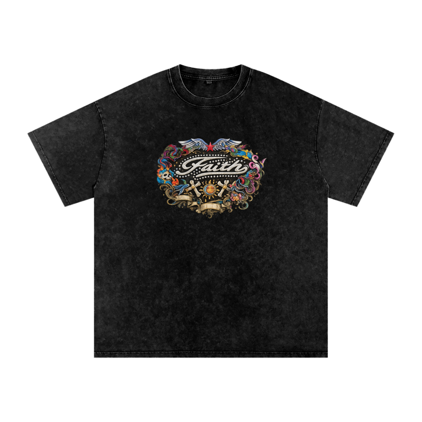 Snow Washed Oversized Cotton T-Shirt