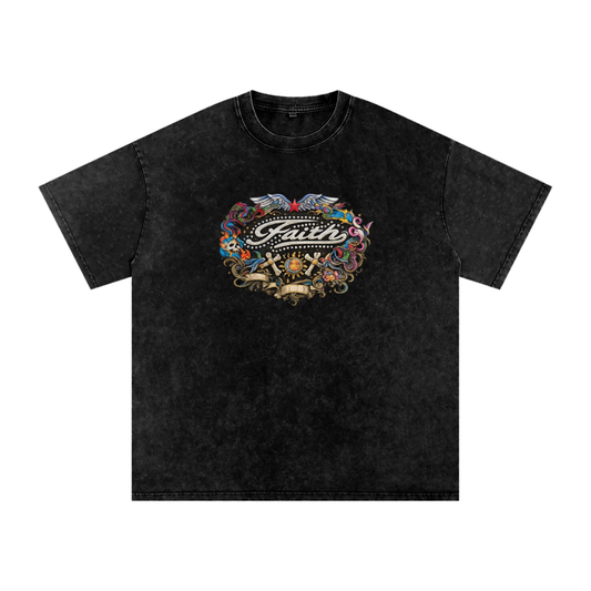 Snow Washed Oversized Cotton T-Shirt