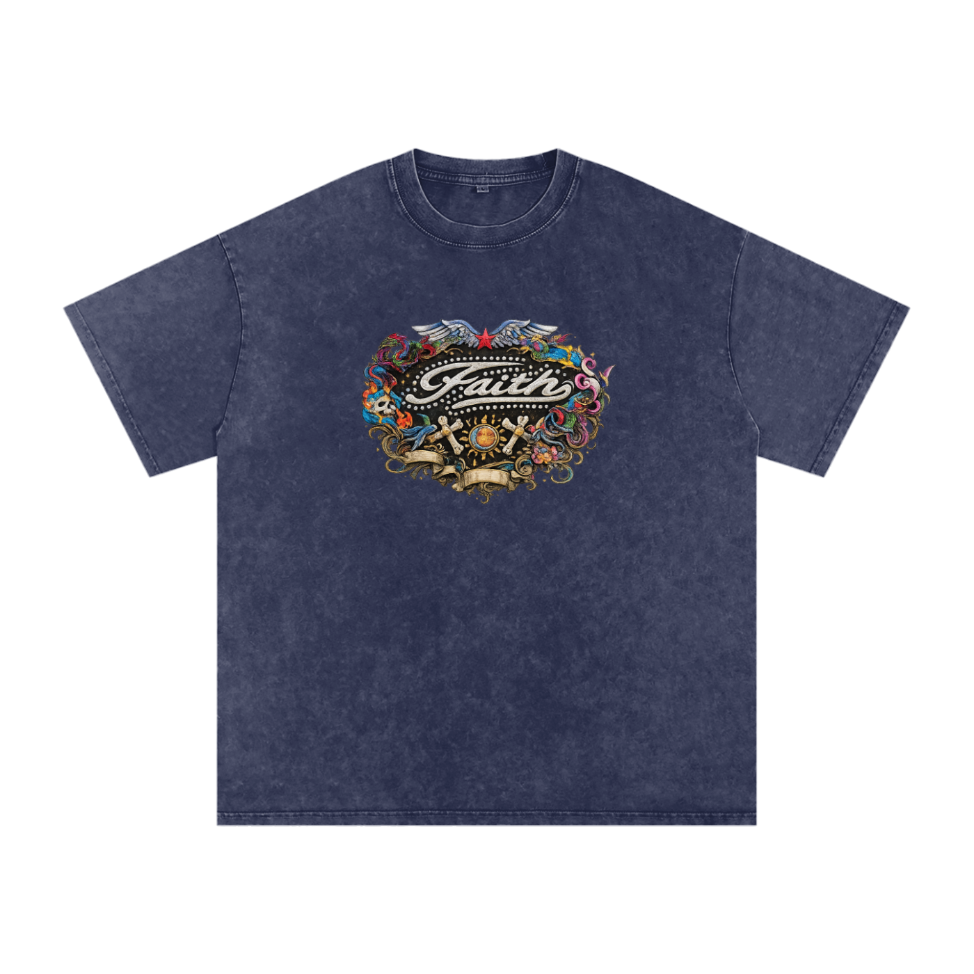 Snow Washed Oversized Cotton T-Shirt