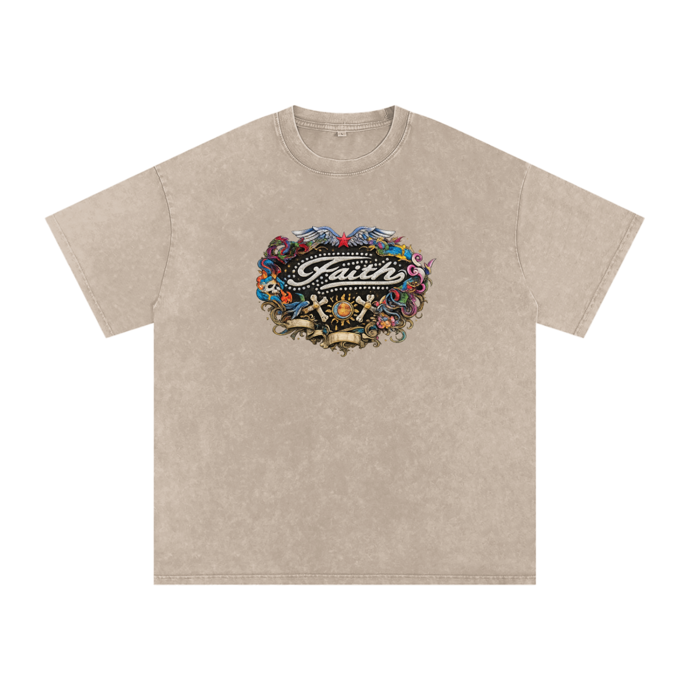 Snow Washed Oversized Cotton T-Shirt